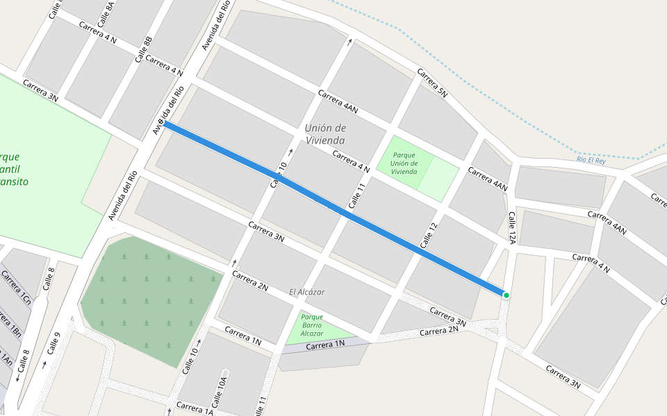 Carrera 3AN walking route map in Roldanillo