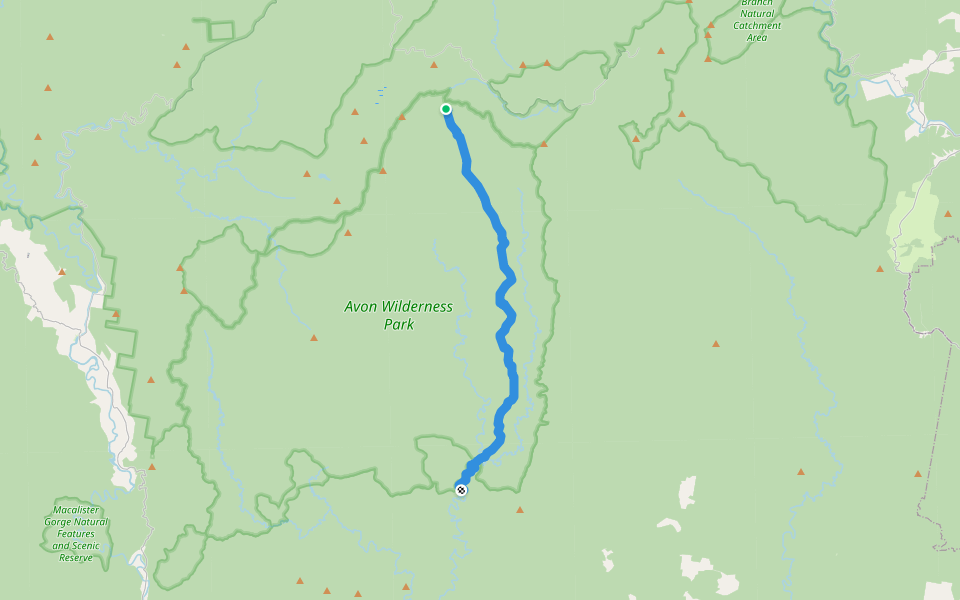 Avon Turton Divide Track walking route map in Moroka