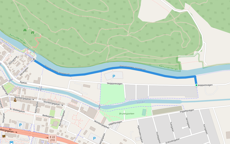 Glassmajorens promenad walking route map in Söderköping