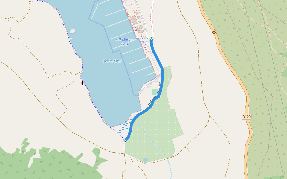Obala Sveti Benedikta walking route map in Cres
