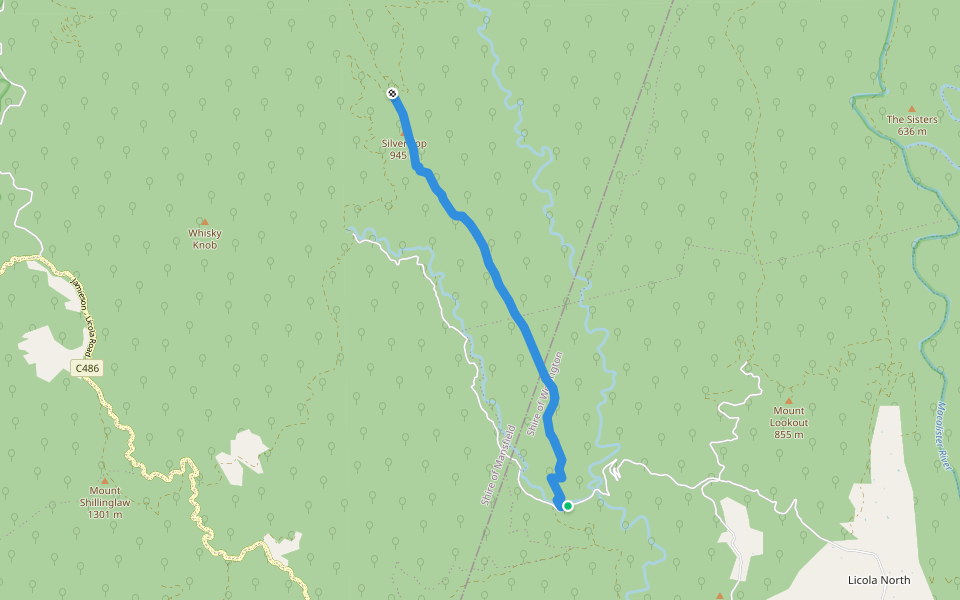 Middle Ridge Track walking route map in Licola North