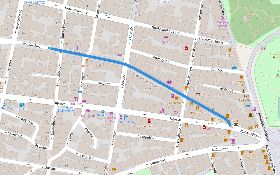 Ηρακλειδών walking route map in Athina