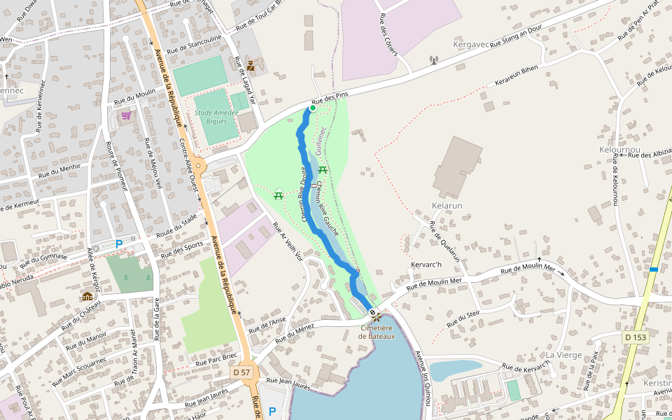 Chemin Rive Droite walking route map in Guilvinec