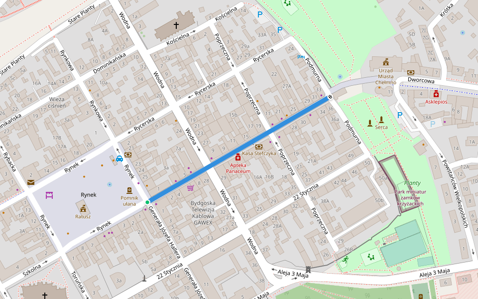 Grudziądzka walking route map in Chełmno