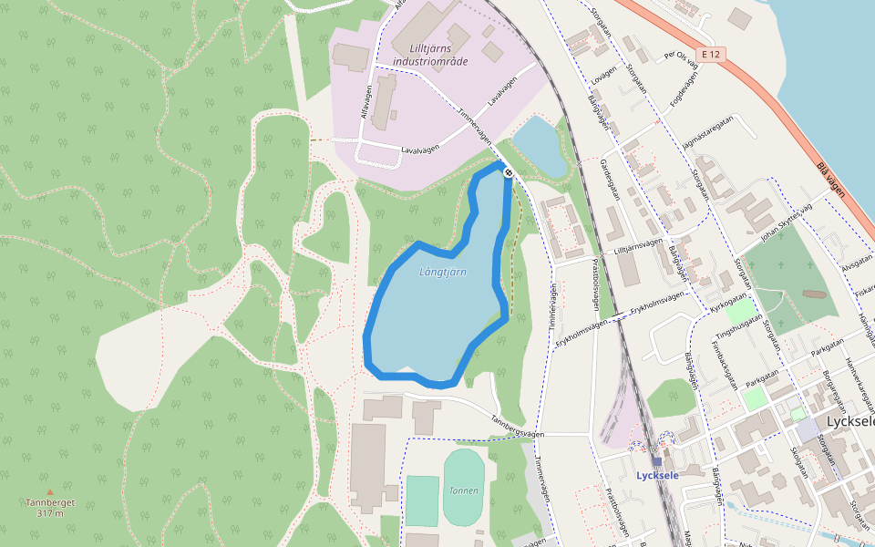 Långtjärnsrundan walking route map in Lycksele