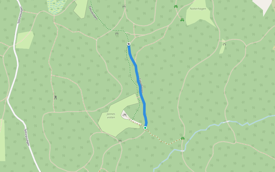 Fäbodvägen walking route map in Gammelsträng