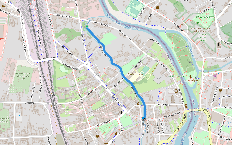 Poetensteig walking route map in Guben