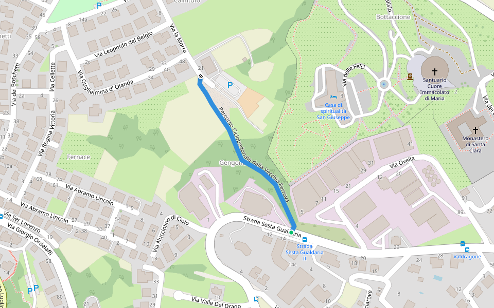 Percorso Ciclopedonale della Vecchia Ferrova walking route map in Valdragone