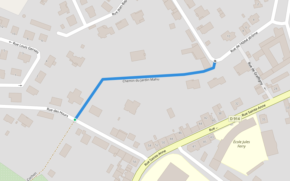 Chemin du Jardin Mahu walking route map in Lunéville