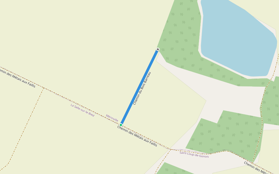 Chemin du Bois Barreau walking route map in Mérinville