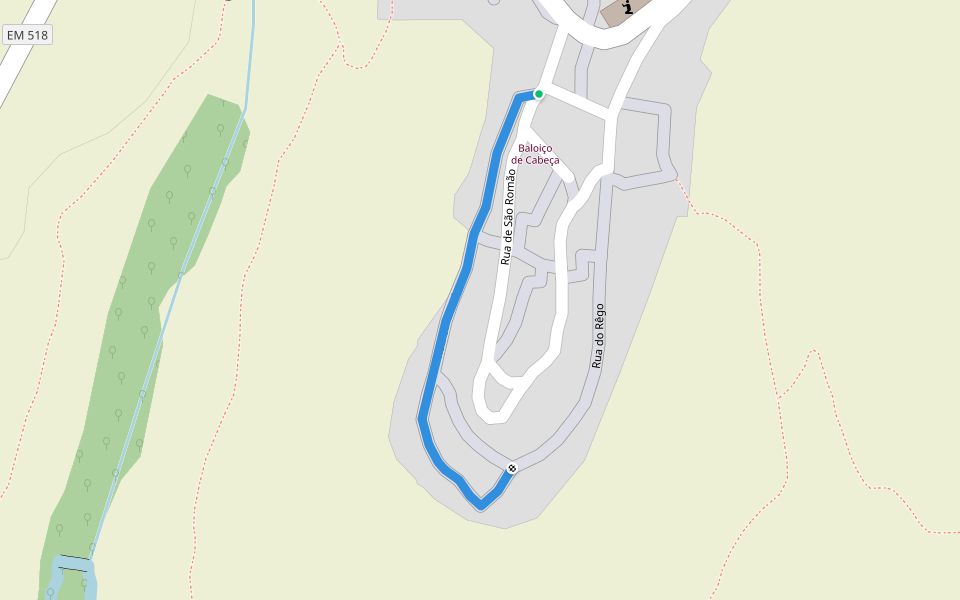 Rua do Bacelo walking route map in Cabeça