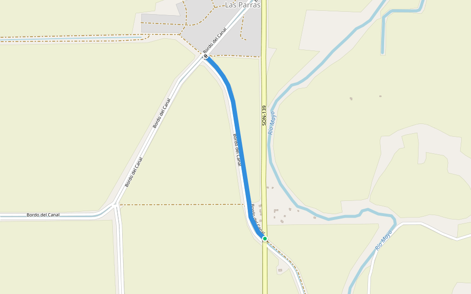 Bordo del Canal walking route map in Las Parras