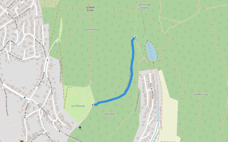 Chemin du Fond de l'Étang walking route map in Bouxières-aux-Dames