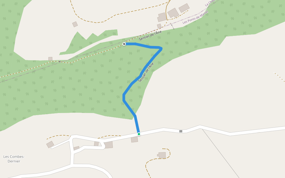 Sentier de l'Âne walking route map in Les Ponts-de-Martel