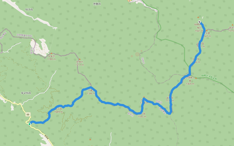 백두대간 등산로 walking route map in Bonghwa-gun