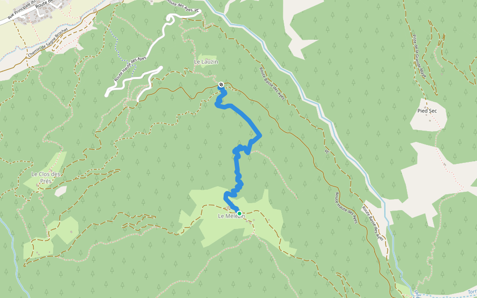 Descente du Mélézin walking route map in Villar-Saint-Pancrace