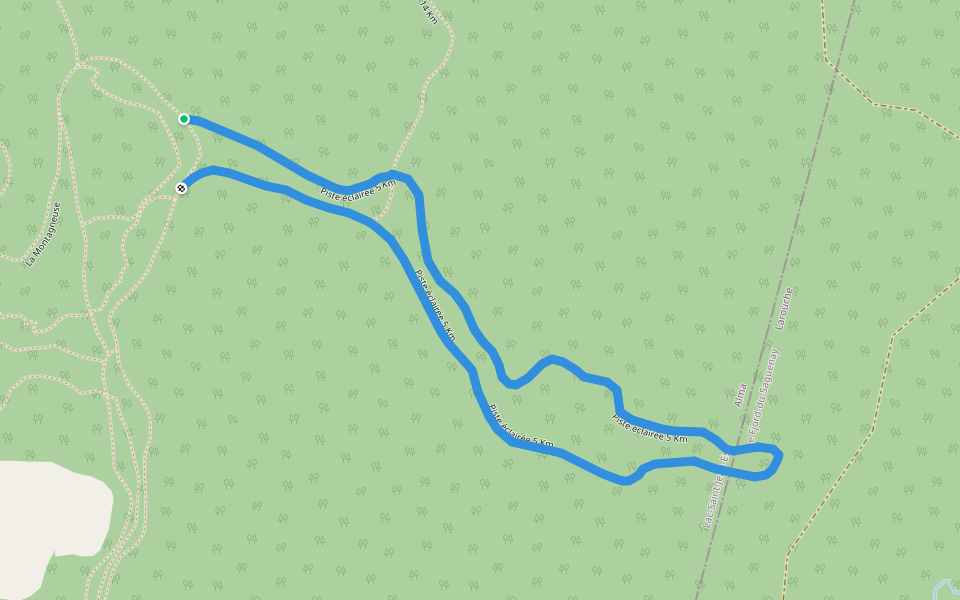 Piste éclairée 5 Km walking route map in Alma