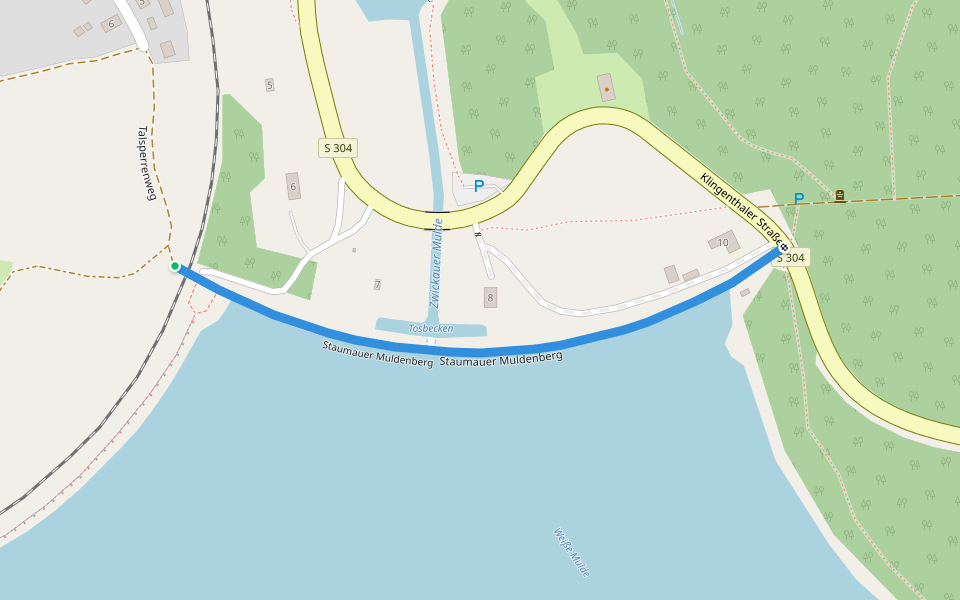Staumauer Muldenberg walking route map in Grünbach