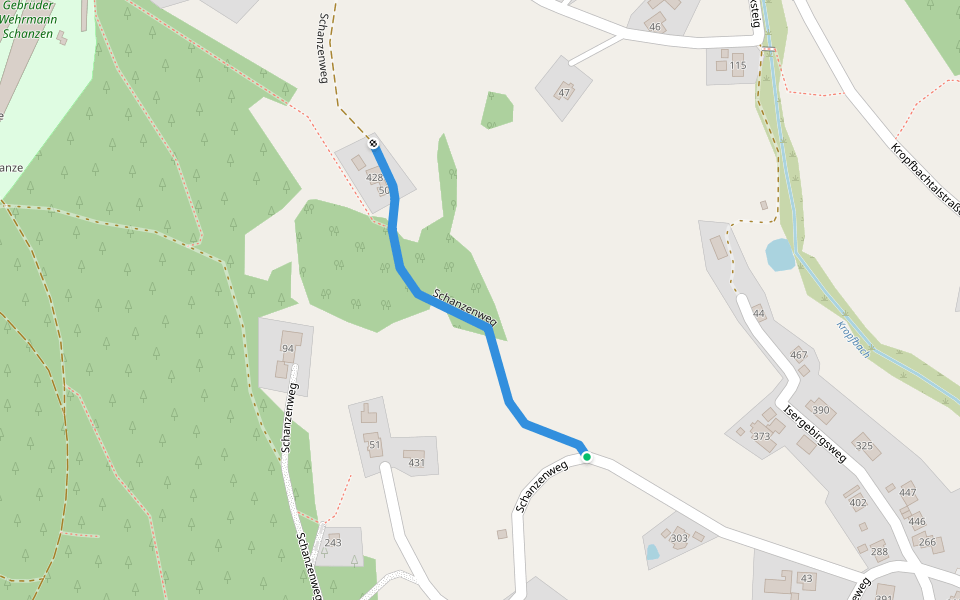 Schanzenweg walking route map in Warmensteinach