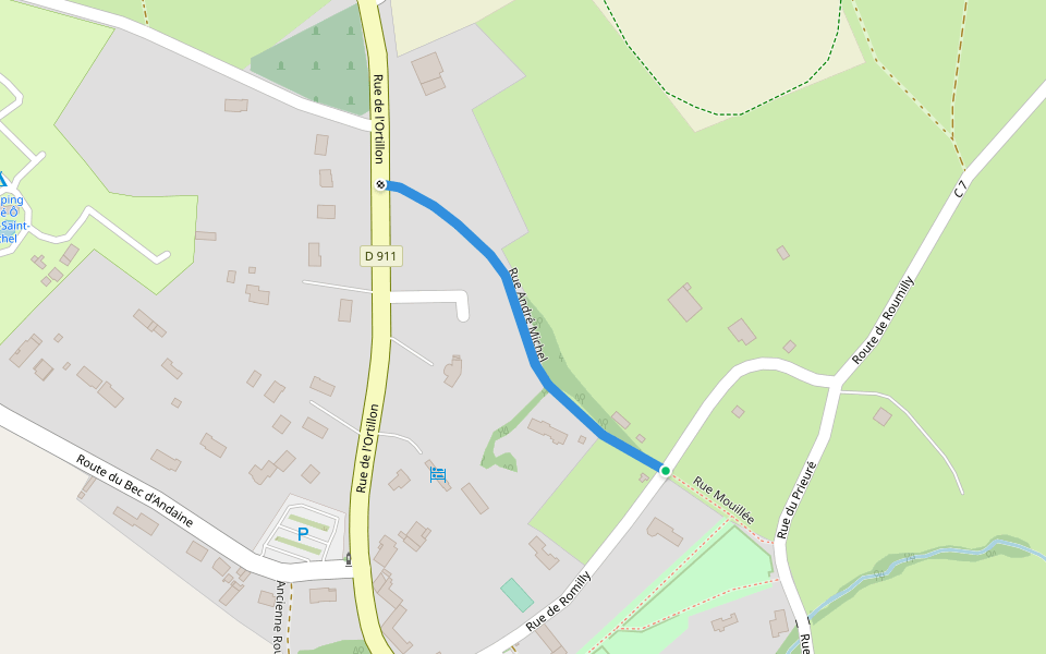 Rue André Michel walking route map in Genêts