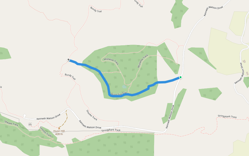 Huon Fire Trail walking route map in Bandiana