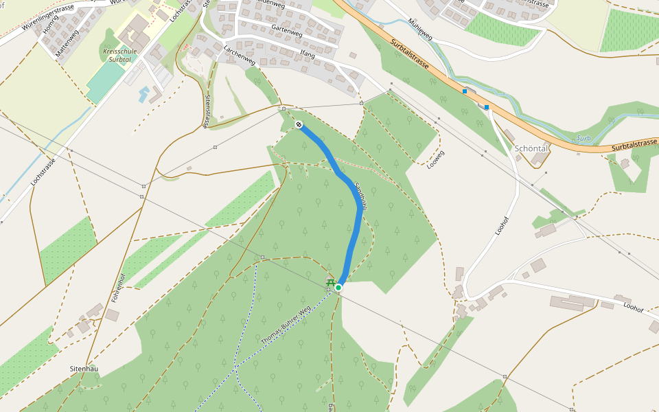 Sandhöhli walking route map in Endingen
