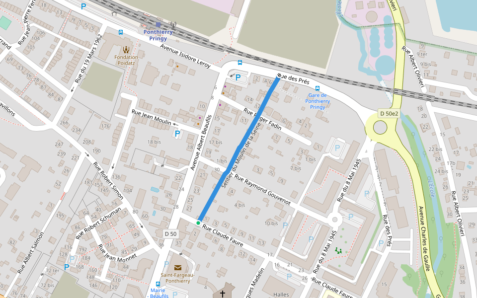 Sentier du Moulin de la Seine walking route map in Saint-Fargeau-Ponthierry