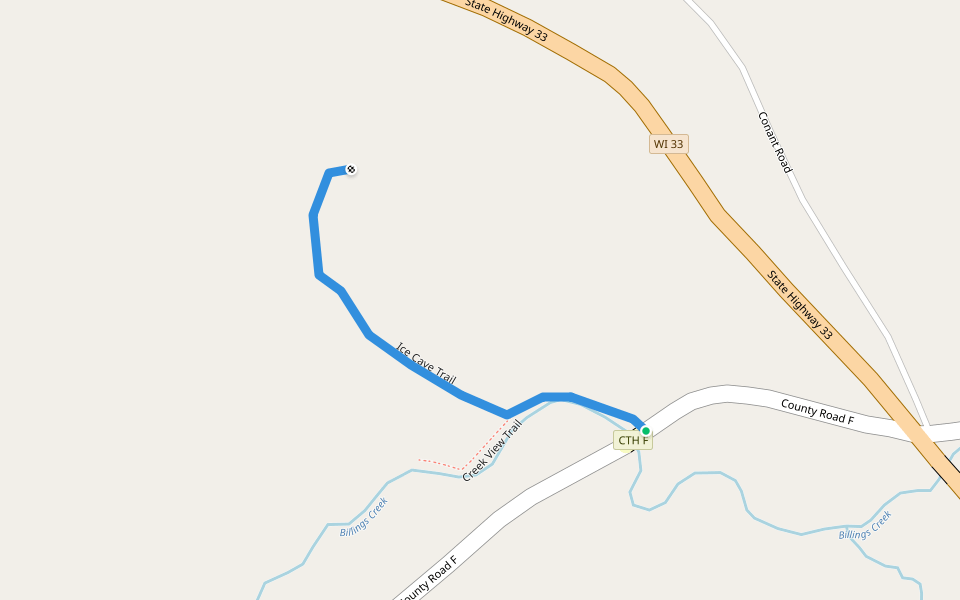 Ice Cave Trail walking route map in Ontario