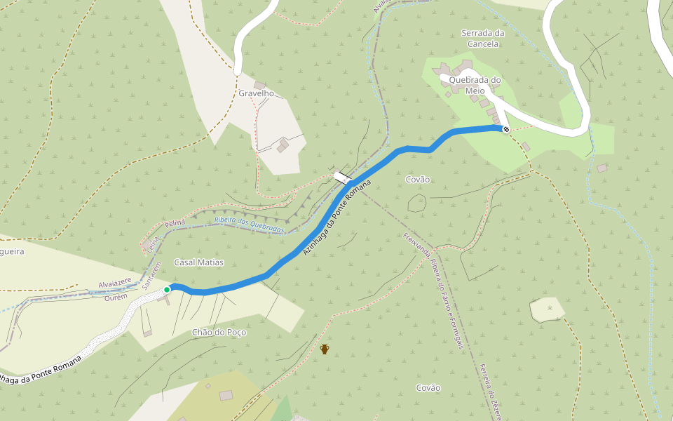Azinhaga da Ponte Romana walking route map in Formigais