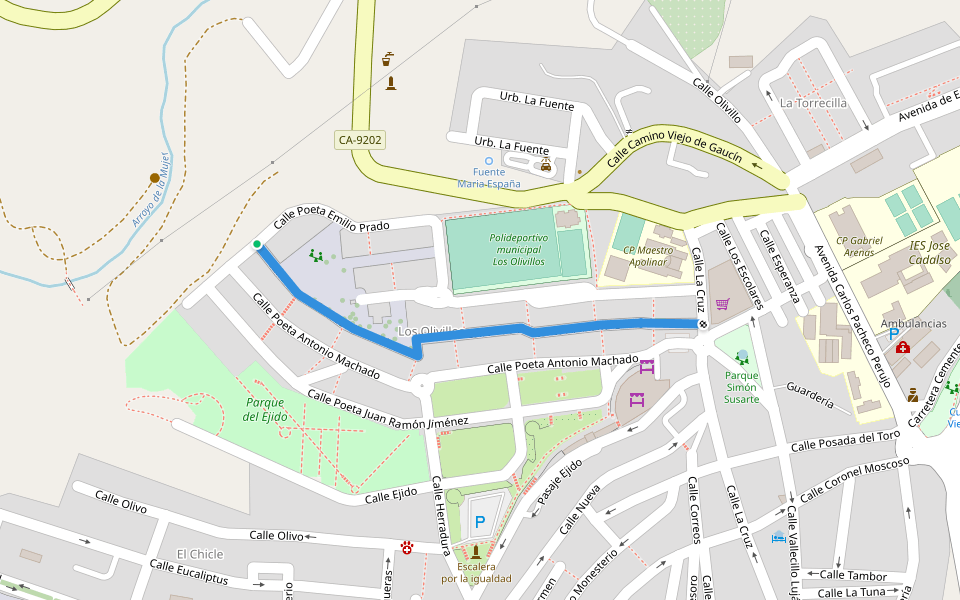 Calle Poeta Vicente Aleixandre walking route map in San Roque