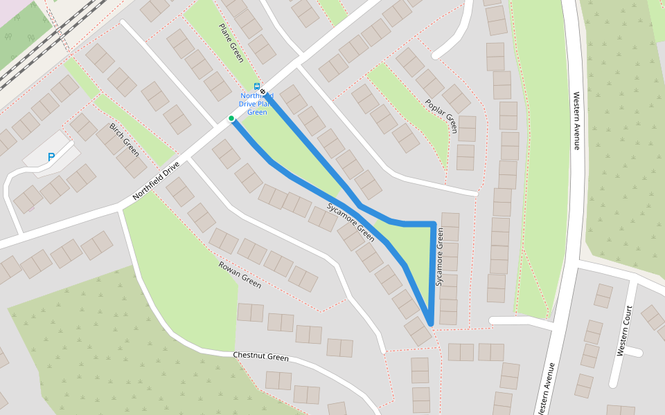 Sycamore Green walking route map in Pontefract