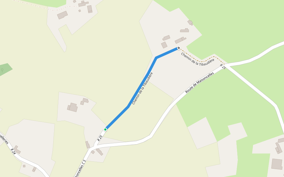 Chemin de la Tibaudière walking route map in Villaines-sous-Lucé