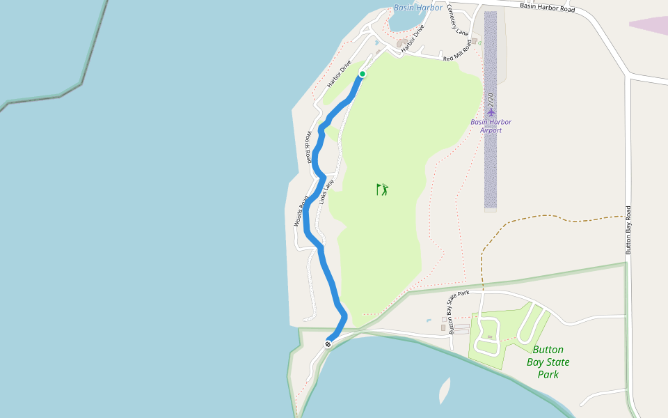 Basin Harbor Trail walking route map in Vergennes