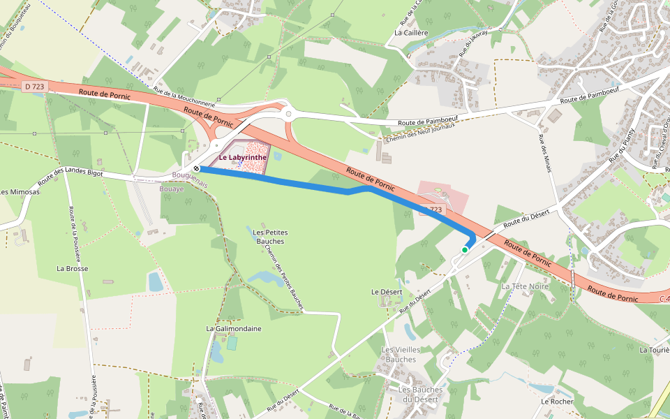 Chemin des Réservoirs walking route map in Bouguenais