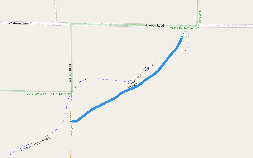 Ski Trail walking route map in Alanson