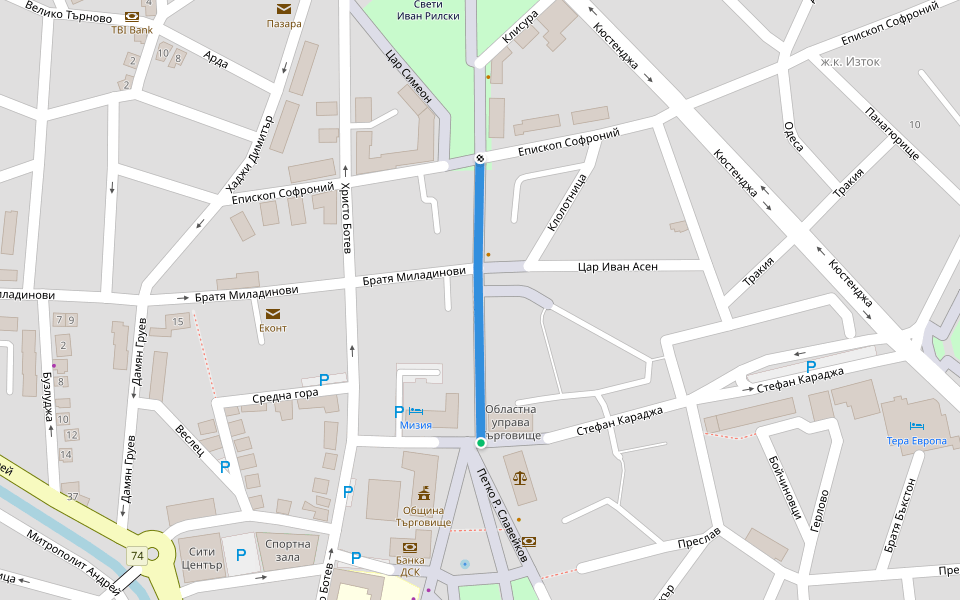 Васил Левски walking route map in Targovishte