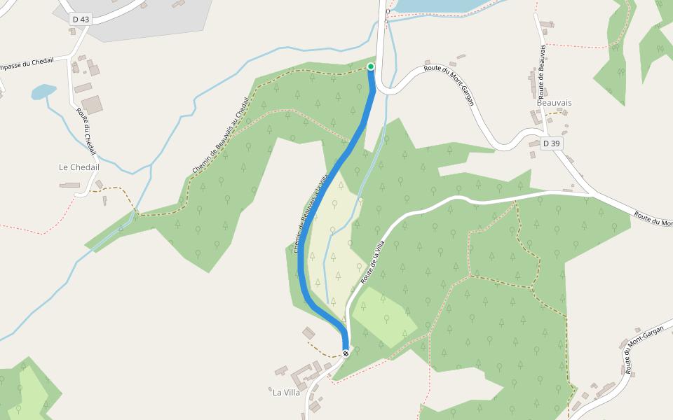 Chemin de Beauvais à la Villa walking route map in Sussac