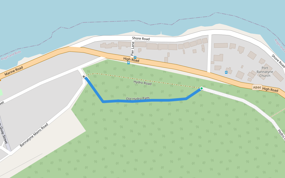 Old Hydro Path walking route map in Port Bannatyne
