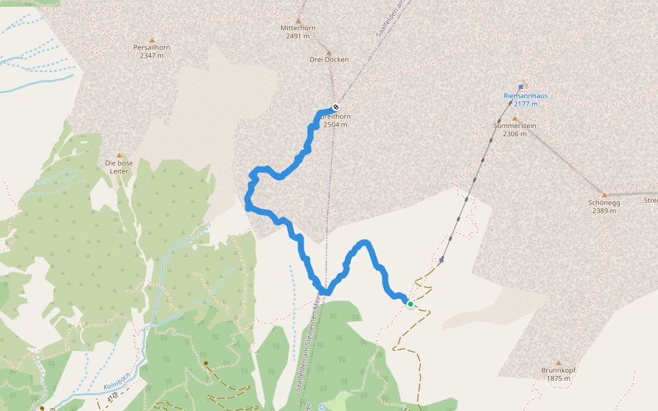 Breithorn Suedanstieg, AV428a walking route map in Saalfelden