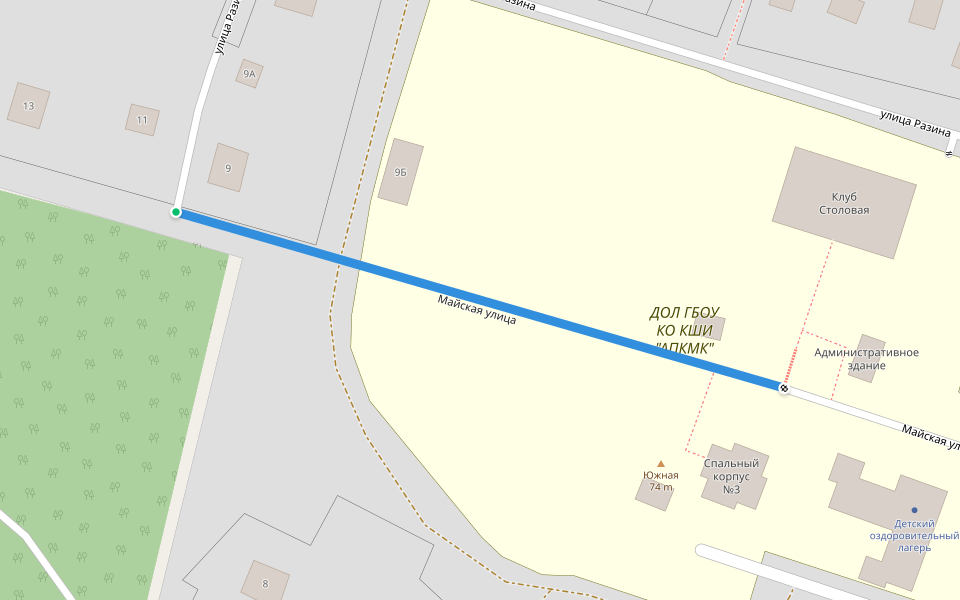 Майская улица walking route map in Svetlogorsk