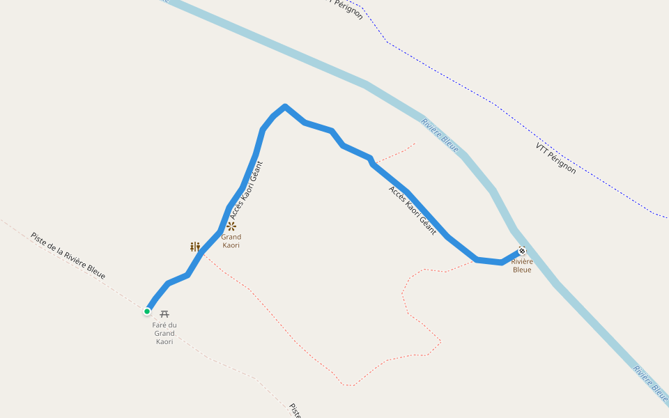 Accès Kaori Géant walking route map in La Coulee