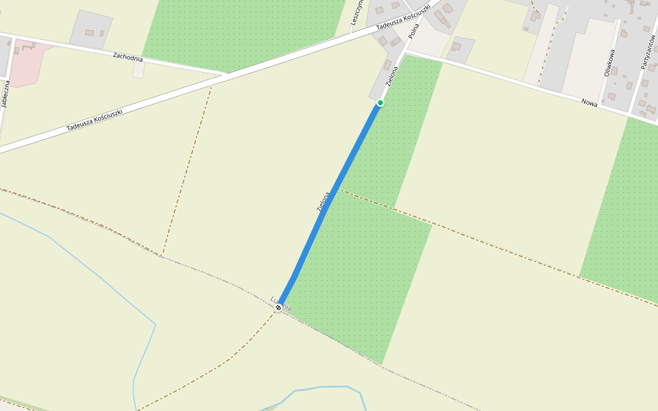 Zielona walking route map in Lutynia