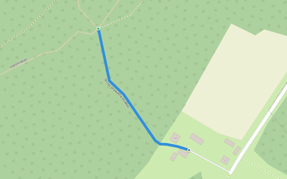 {przez prywatną działkę} walking route map in Górki