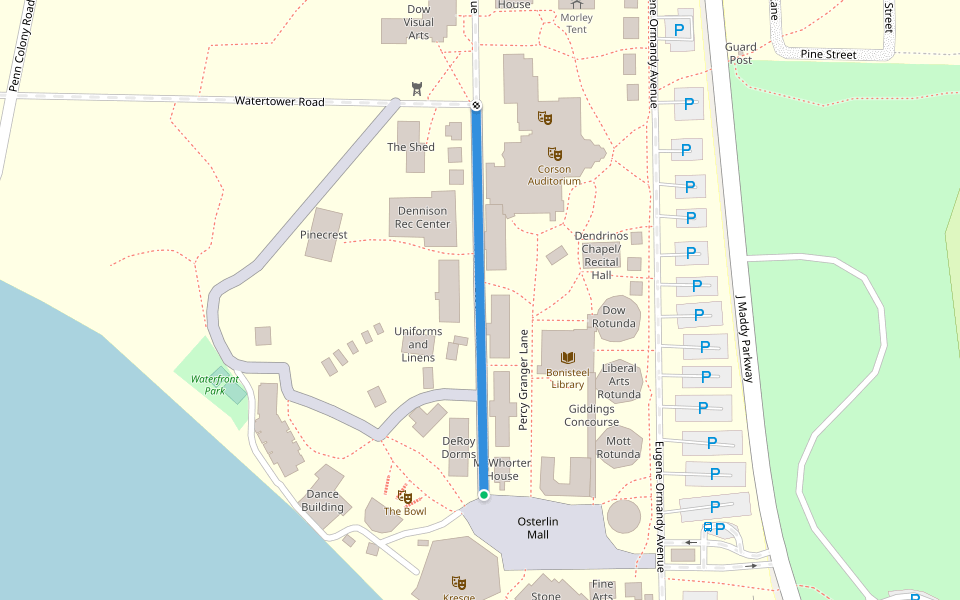 Fredrick Stock Avenue walking route map in Interlochen