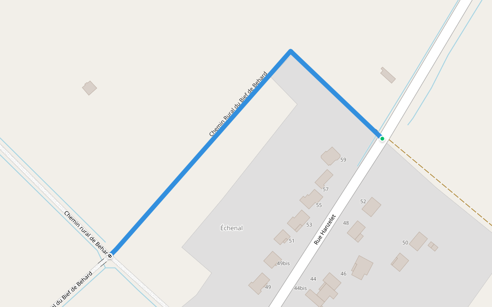 Chemin Rural du Bief de Behard walking route map in Haraucourt