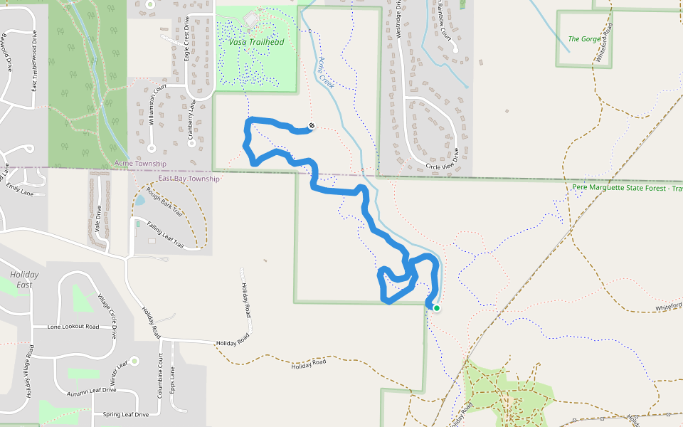 Vasa (5k Headwaters) walking route map in Traverse City