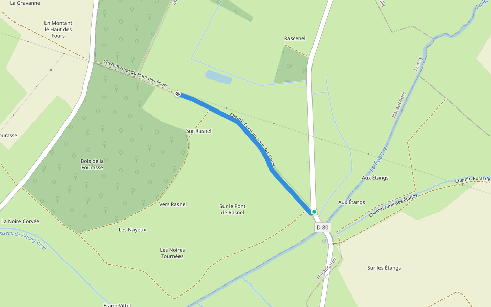 Chemin Rural du Haut des Fours walking route map in Gellenoncourt