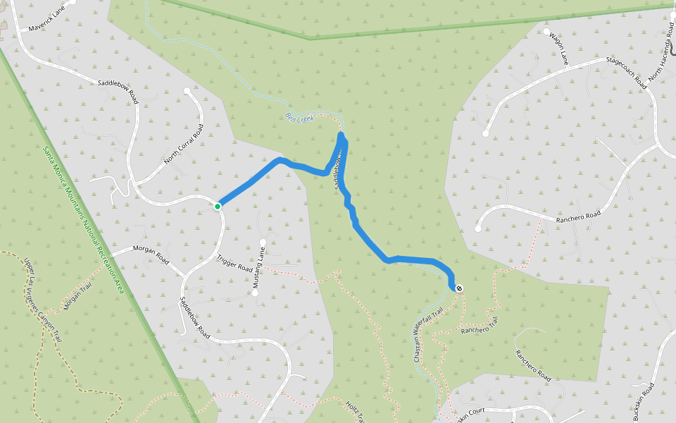 Saddlebow Trail walking route map in Bell Canyon