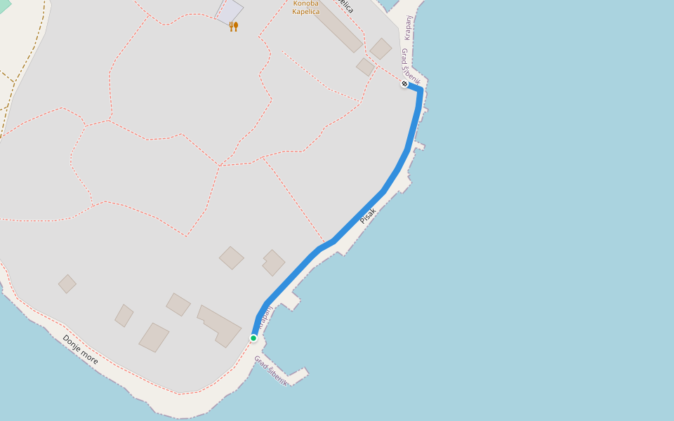 Pisak walking route map in Krapanj