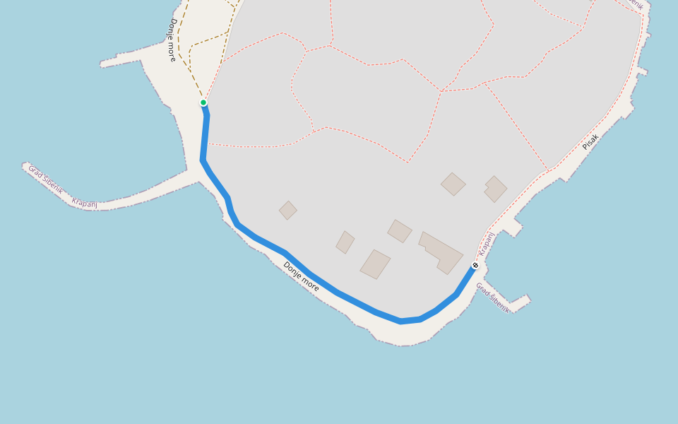 Donje more walking route map in Krapanj